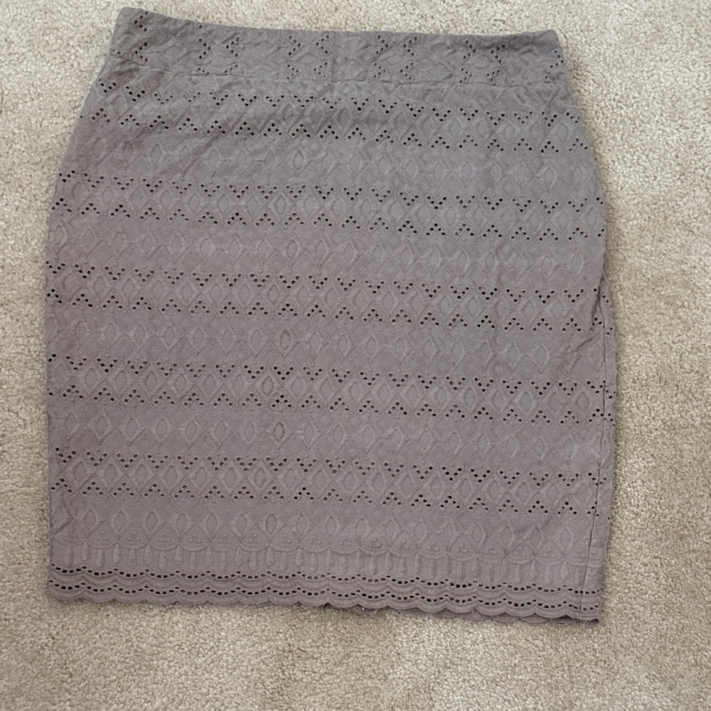 Ann Taylor Eyelet Pencil Skirt - Taupe
